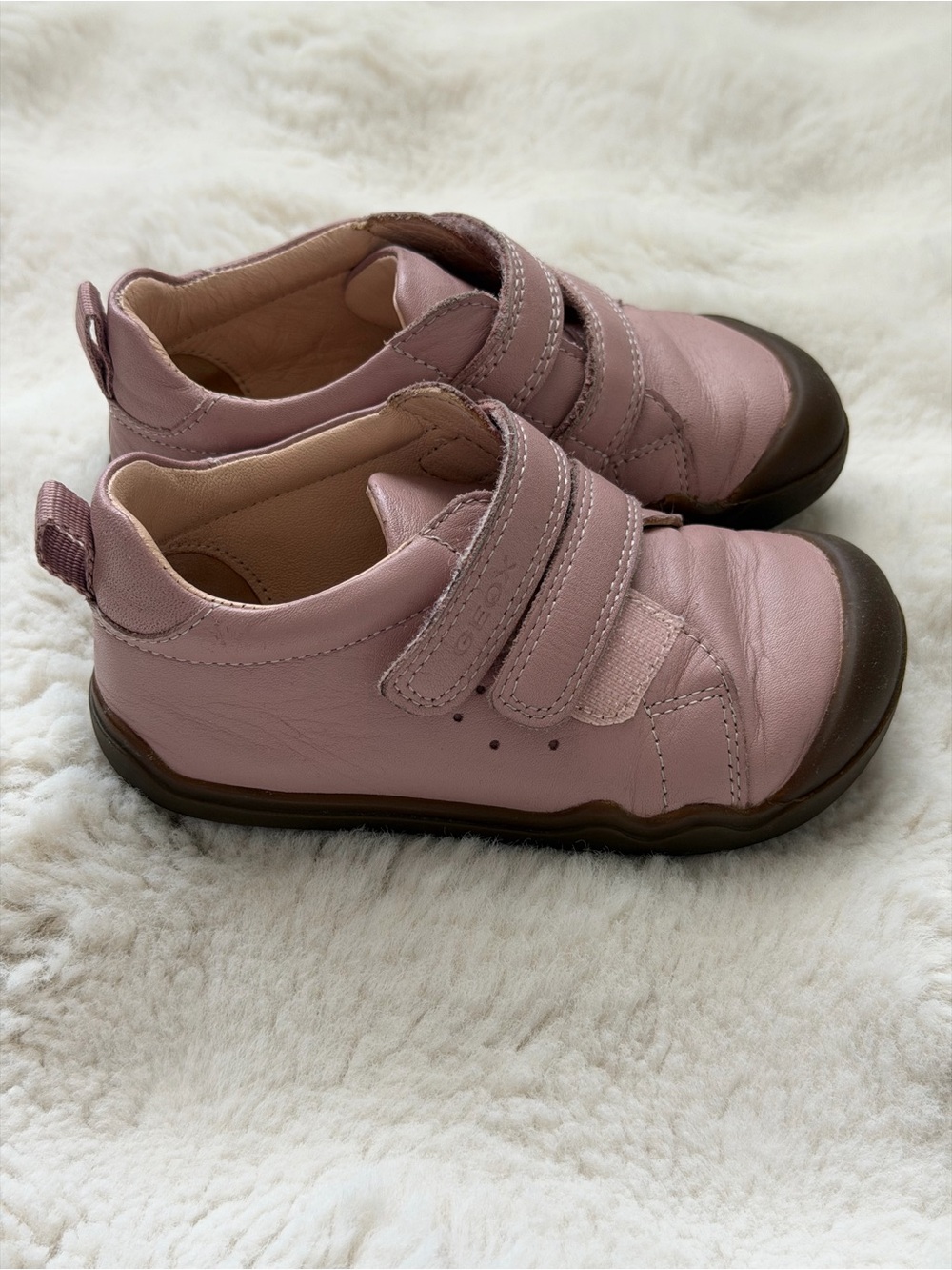 Geox Pink Leather Barefoot Hook-and-Loop Toddler Sneakers - EU 23/US - 7